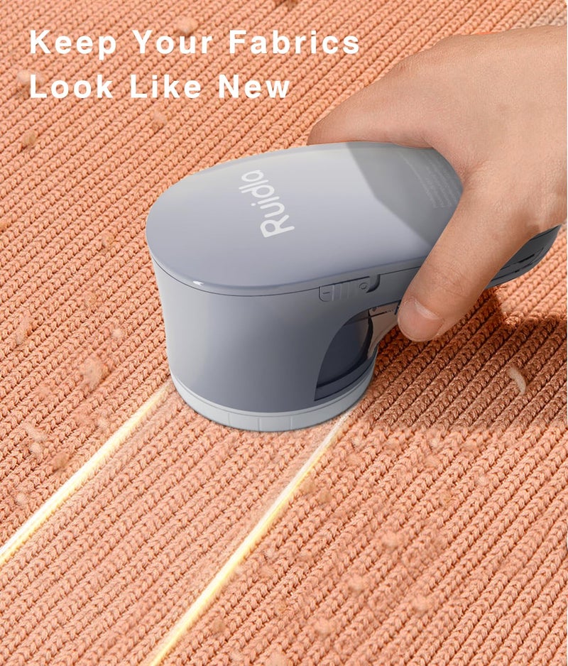 Ruidla Fabric Shaver Lint Remover  Sweater Shaver with Replaceable Stainless Steel 6-Leaf Blades  Fabric Defuzzer for Clothes Fuzz  Lint Balls - Battery Operated - Image 4
